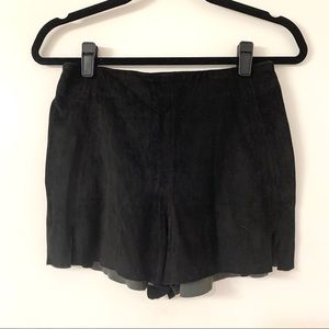 HIGH WAISTED BLACK SUEDE SHORT WITH SLITS - SZ S